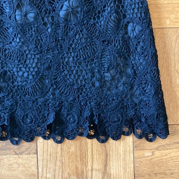 100% linen lace skirt, dark black, lined, 8 - Picture 6 of 8